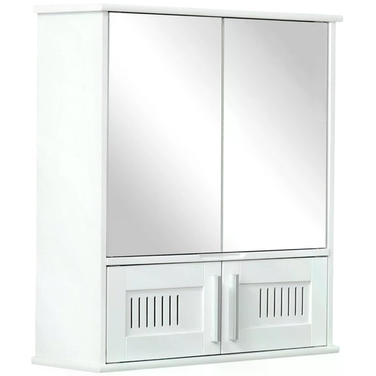 Wall Mounted Bathroom Mirror Cabinet with Adjustable Shelf - White-0