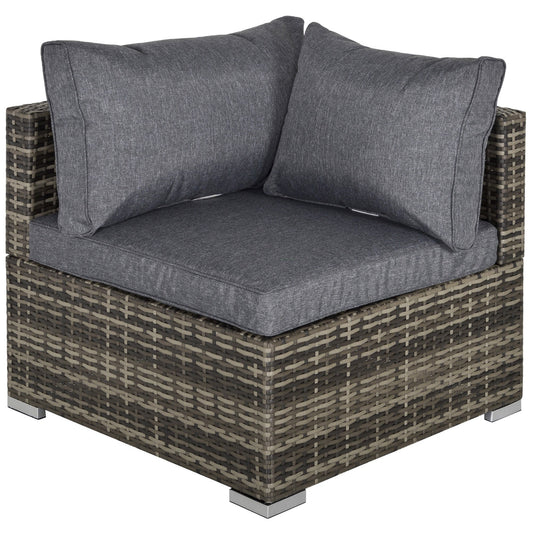 1 Seater PE Rattan Corner Sofa with Cushions - Deep Grey-0