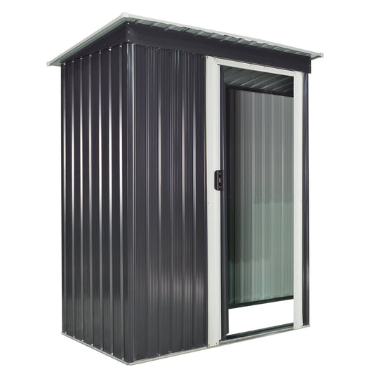 Set of 2 Galvanised Steel Garden Storage Sheds with Sliding Doors Black