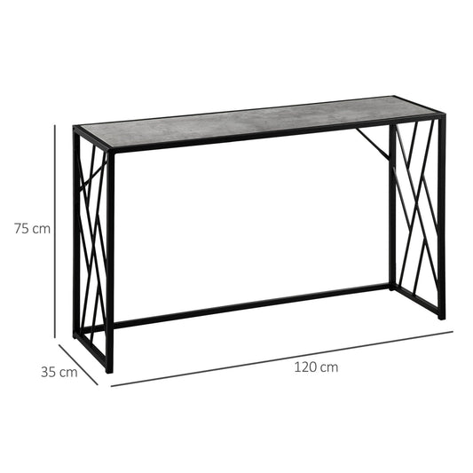 120 cm Console Table, Industrial Sofa Table with Metal Frame for Living Room, Hallway, Grey