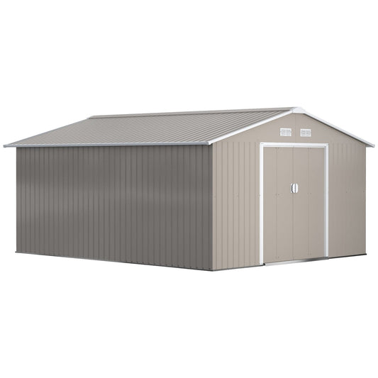 13 x 11ft Metal Garden Storage Shed with Ventilation Light Grey