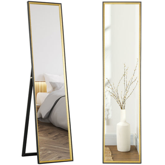 Full Length Mirror, 37 x 157cm Wall Mounted, Leaning, Free Standing Mirror, Framed Full Body Mirror for Living Room, Bedroom, Black-0