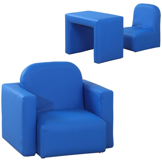 2 In 1 Toddler Sofa Chair and Table - Blue Comfortable Design-0