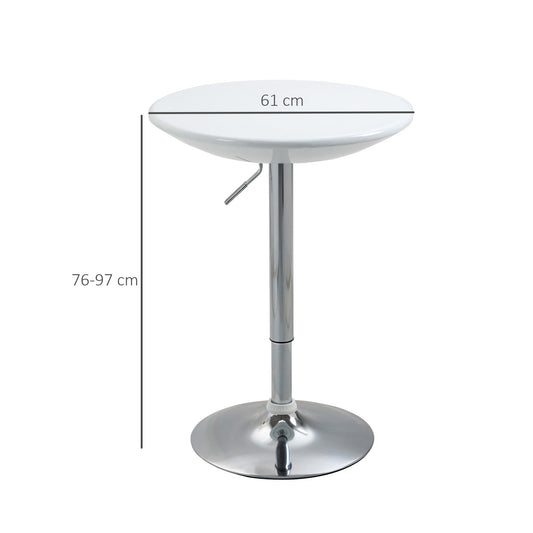Adjustable Height Modern Round Bar Table with Swivel Top - White