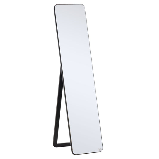 Full Length Mirror, Free Standing or Wall Hanging, Tall Full Body Mirror for Bedroom, Hallway, Black-0