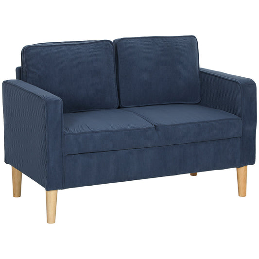 Small Two-Seater Corduroy Sofa - Blue-0