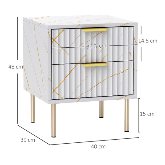 Elegant Two-Drawer Bedside Table - White