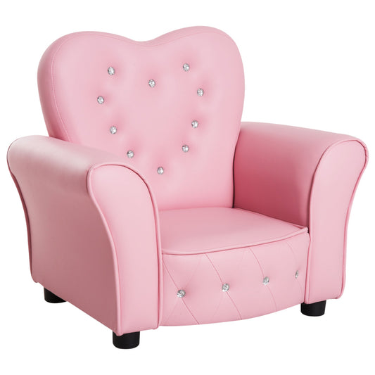 Kids Toddler Armchair Sofa with Tufted Buttons - Pink-0