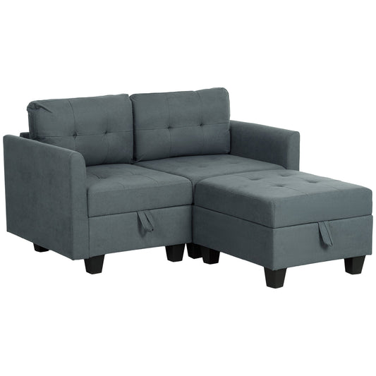 'L' Shape Modular Storage Sofa - Dark Grey-0