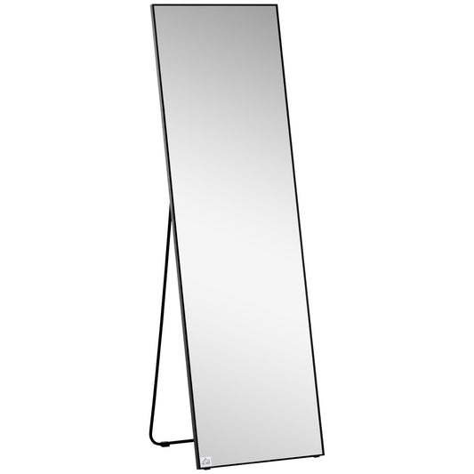 Full Length Dressing Mirror, Floor Standing or Wall Hanging, Aluminum Alloy Framed Full Body Mirror for Bedroom, Living Room, Black-0