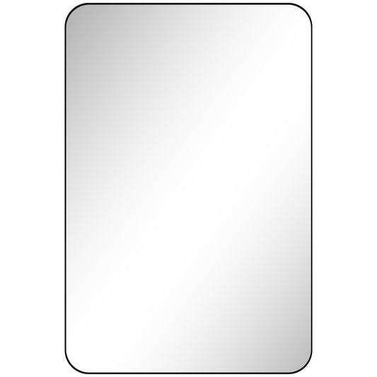 90 x 60cm Curved Bathroom Mirror - Black-0