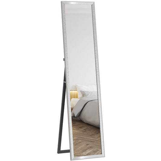 Full Length Mirror, 37 x 157cm Wall Mounted, Leaning, Free Standing Mirror, Framed Full Body Mirror for Living Room, Bedroom, Silver-0