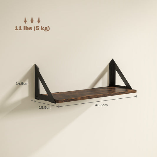 Set of 3 Wall Shelves, Vintage Wall Mounted Floating Shelves for Living Room, Entryway, Bedroom, Rustic Brown