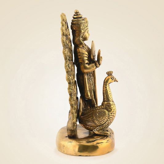 Brass Lord Murugan Idol 9.5" | Karthikeya Ji Murti | Kartik Silai Showpiece
