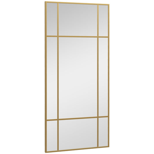 Decorative Grid Wall Mirror, with Back Hooks - Gold Tone-0