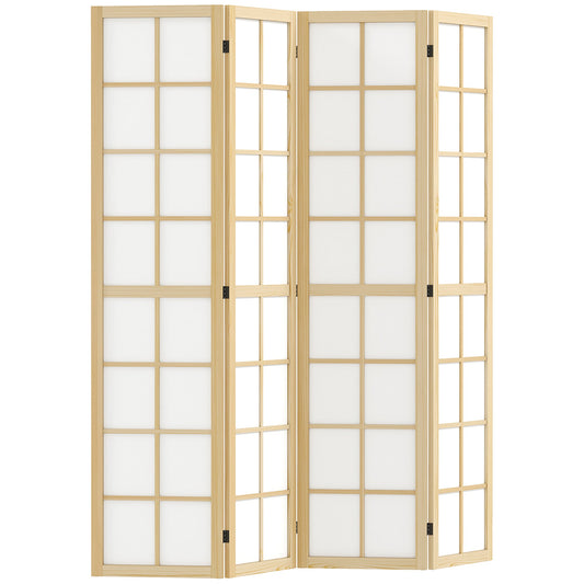 4 Panel Folding Room Divider, Freestanding Room Separator, Indoor Privacy Screen for Living Room, Bedroom, 160 x 170cm