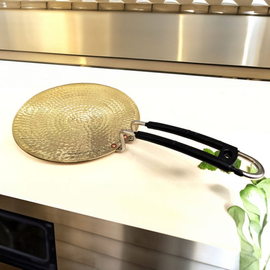 Premium Half Hammered Brass Roti Tawa 10" for Authentic Indian Cooking - Sustainable & Durable Cookware