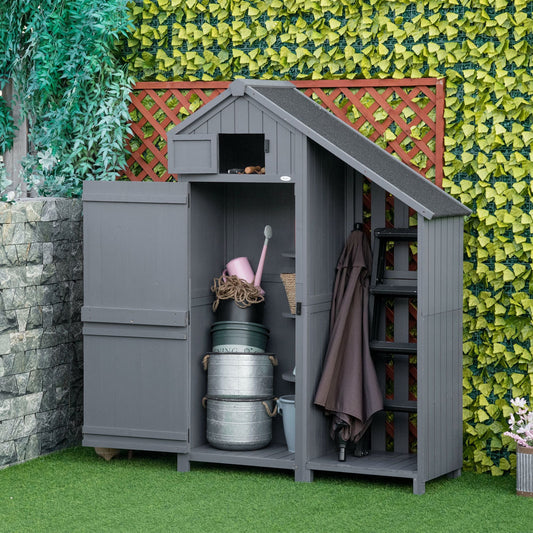 Garden Outdoor Storage Shed with 3 Shelves and Tilt Roof Grey