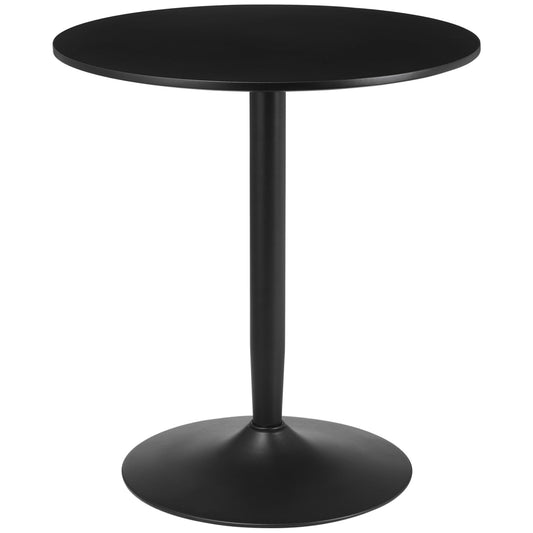 Round Dining Table, Modern Dining Room Table with Steel Base, Non-slip Foot Pad, Space Saving Small Dining Table, Black-0