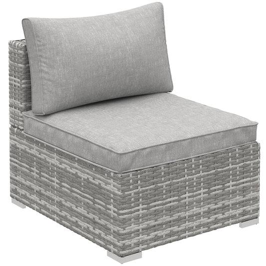 1 Seater Rattan Outdoor Sofa with Cushions - Light Grey-0