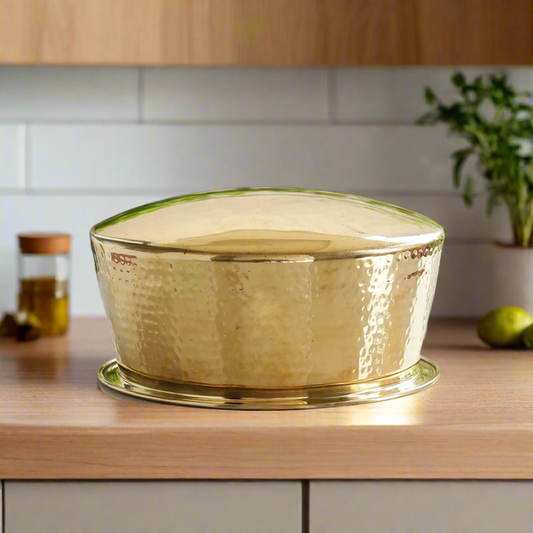 Small Heavy Brass Biryani Handi with Lid – 2L Traditional Cooking & Serving Pot | Tin-Coated | Handcrafted Cookware