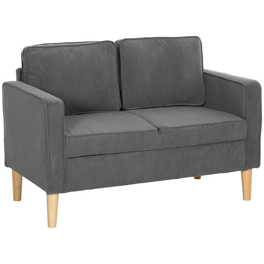 Small Two-Seater Corduroy Sofa - Grey-0