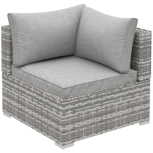 1 Seater PE Rattan Corner Sofa With Cushions - Grey-0