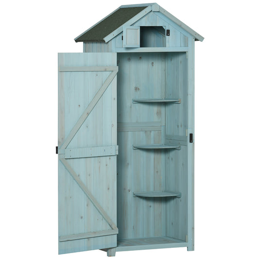 1 Piece Wooden Garden Storage Cabinet with 3 Shelves - Blue