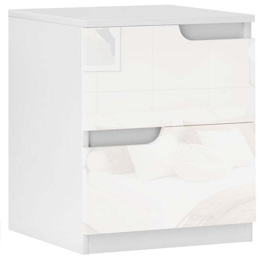 High Gloss Bedside Table - White