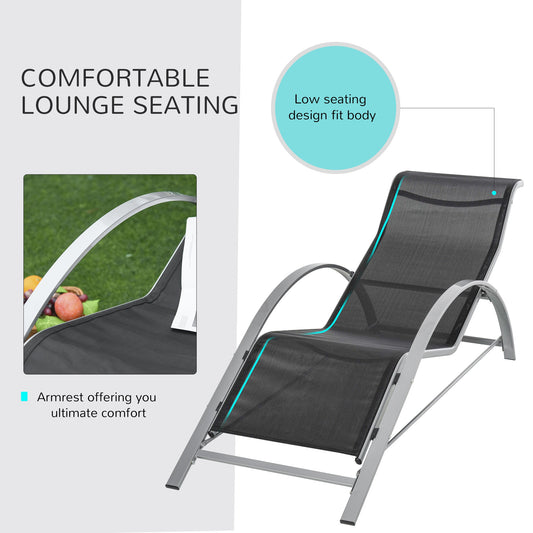 3 Piece Outdoor Lounge Chair Set with Table - Black Metal Frame
