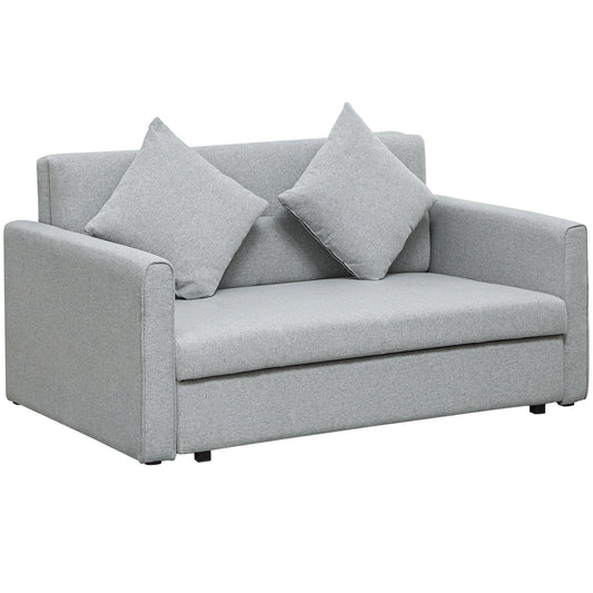 2 Seater Sofa Bed, Convertible Bed Settee, Modern Fabric Loveseat Sofa Couch with 2 Cushions, Hidden Storage for Living Room, Guest Room, Light Grey-0