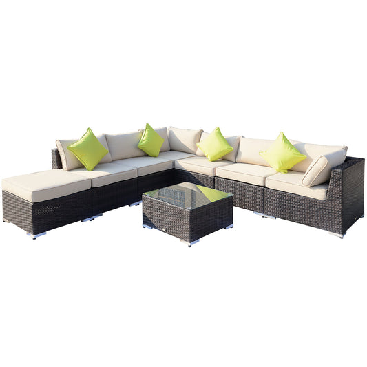8 Piece Rattan Garden Sofa Set with Aluminium Frame - Mixed Brown-0