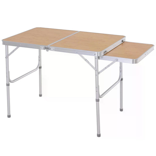 3ft Folding Portable Aluminium Picnic Table with MDF Top - Silver