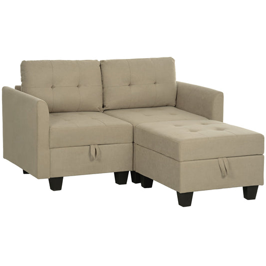 'L' Shape Modular Storage Sofa - Light Brown-0