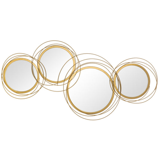 Metal Wall Art Modern Decorative Mirror Decor Hanging Home Wall Sculptures for Living Room Bedroom Dining Room, Gold-0