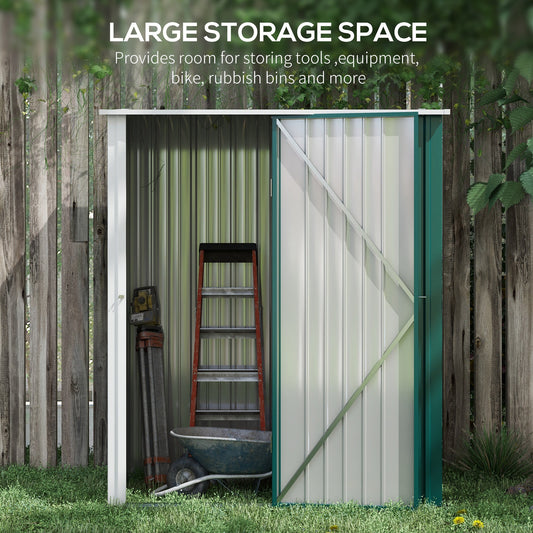1 Piece Metal Outdoor Storage Shed with Single Door - Green