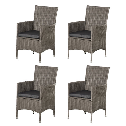 4 Piece Cushioned Rattan Patio Sofa Set with Metal Frame - Brown-0