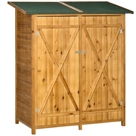 Garden Wood Storage Shed with Removable Table and Lockable Door - Grey