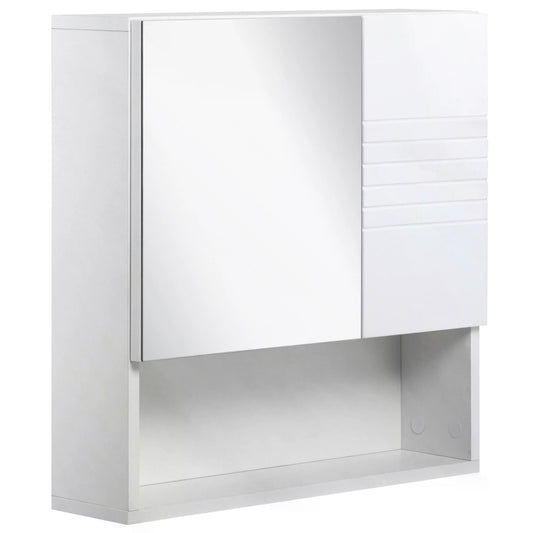 Wall Mounted Bathroom Mirror Cabinet with Adjustable Shelves - White-0