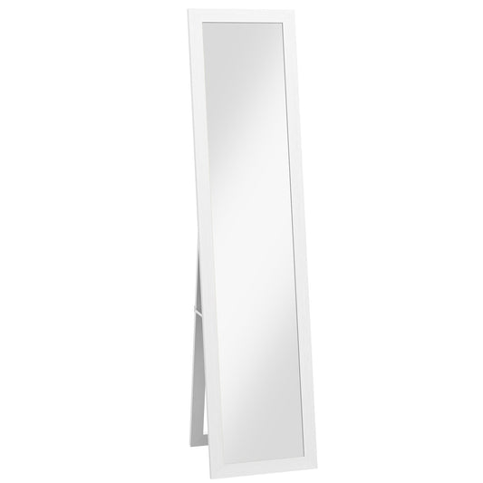 Rustic Full Length Mirror, Hanging and Freestanding Floor Mirror, Farmhouse Decorative Wall Mirror, for Living Room, Bedroom, 157 cm, White-0