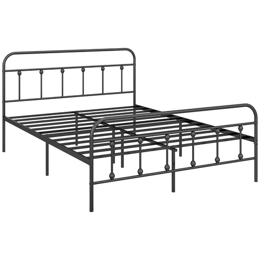 King Size Minimalistic Metal Bed Frame - Durable Black Steel-0