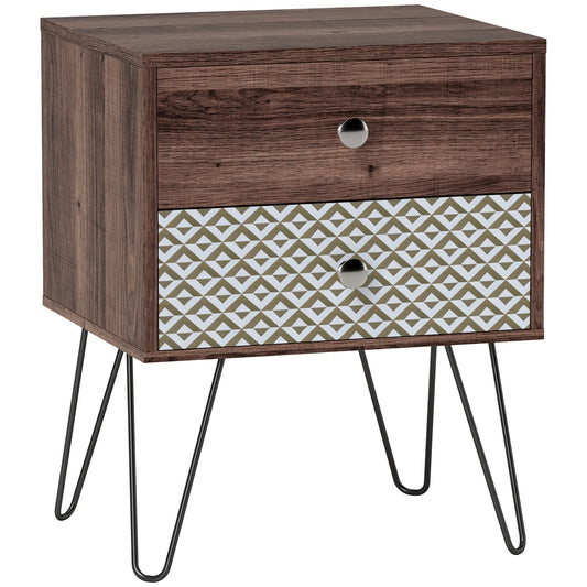 Nightstand, 2-Drawer Bedside Table, Bedside Cabinet, Sofa End Side Table for Living Room, Bedroom, Rustic Brown-0