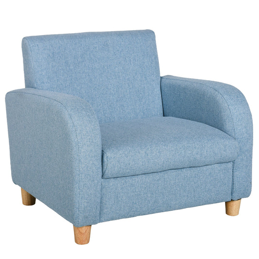 Kids Mini Sofa Armchair with Wood Frame and Anti-Slip Legs - Blue-0