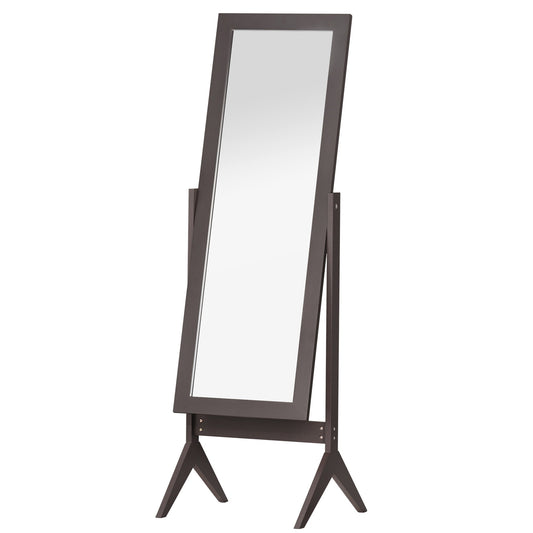 Freestanding Dressing Mirror Bedroom Tall Adjustable Angle 148x47cm Brown-0