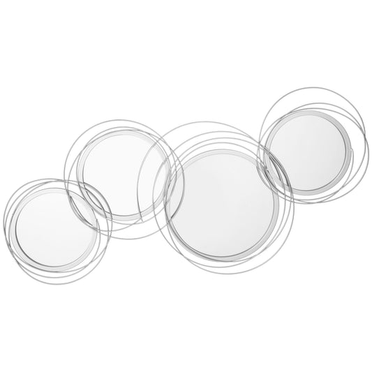 Metal Wall Art Modern Decorative Mirror Decor Hanging Home Wall Sculptures for Living Room Bedroom Dining Room, Silver-0