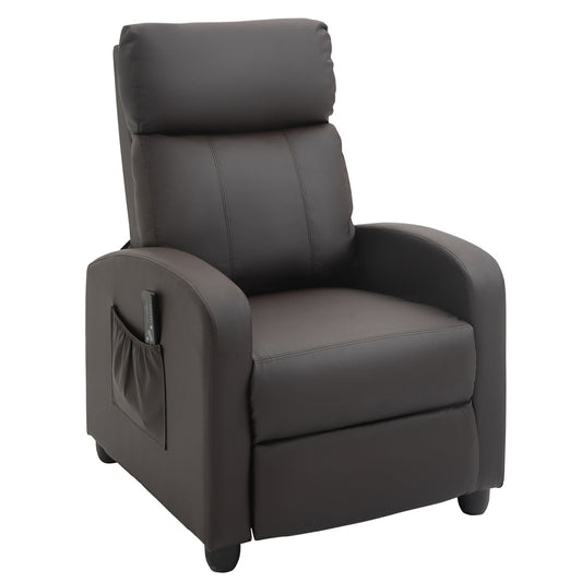 Recliner Sofa Chair PU Leather Massage Armcair w/ Footrest and Remote Control for Living Room, Bedroom, Home Theater, Brown-0