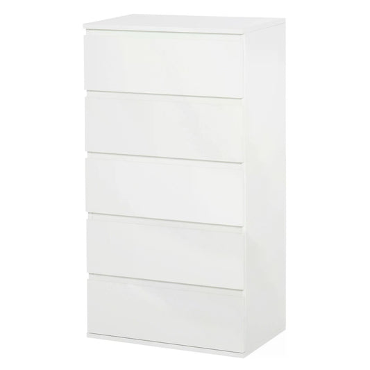 Chest of Drawers, 5 Drawers Storage Cabinet Floor Tower Cupboard for Bedroom Living Room, White-0
