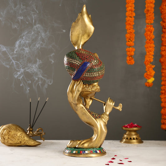 Beautiful Krishna Brass Idol Showpiece 20"