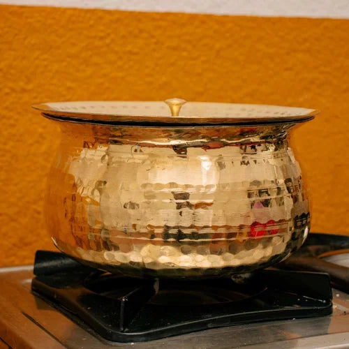 Handcrafted Brass Degchi Cooking Pot – Traditional Indian Kitchen Cookware | Eco-Friendly & Durable