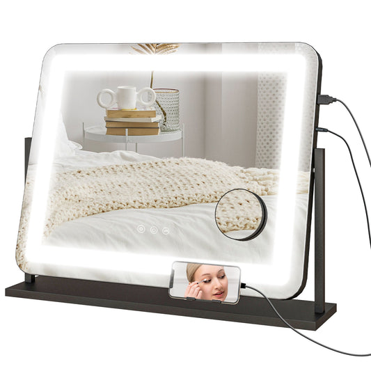 LED Light Tabletop Makeup Mirror, with Adjustable Settings-0